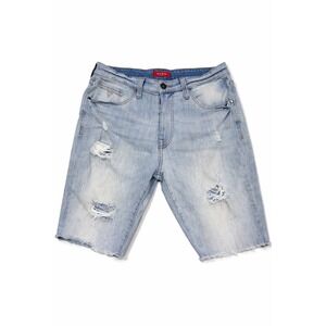 Guess Los Angeles Mens Distressed Denim Shorts Light Wash Raw Hem Size 34